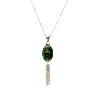 925 Silver Plated-Chrysoprase Gemstone necklace